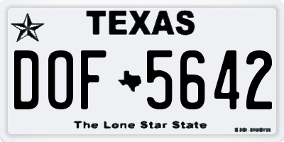 TX license plate DOF5642