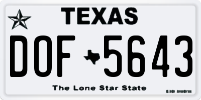 TX license plate DOF5643