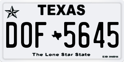 TX license plate DOF5645