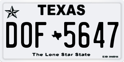 TX license plate DOF5647