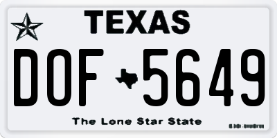 TX license plate DOF5649