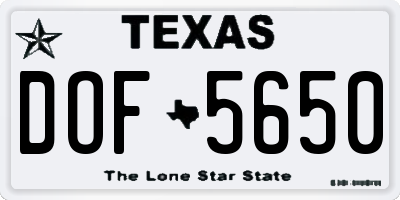 TX license plate DOF5650