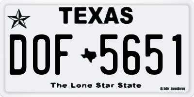 TX license plate DOF5651