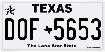 TX license plate DOF5653