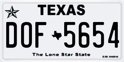 TX license plate DOF5654