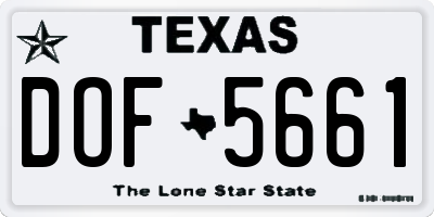 TX license plate DOF5661