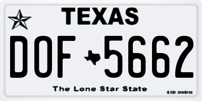 TX license plate DOF5662