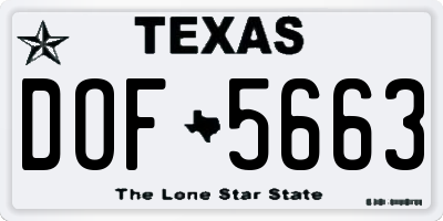 TX license plate DOF5663