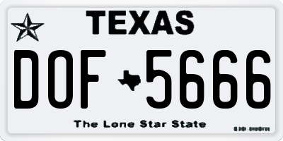 TX license plate DOF5666