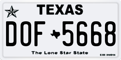 TX license plate DOF5668