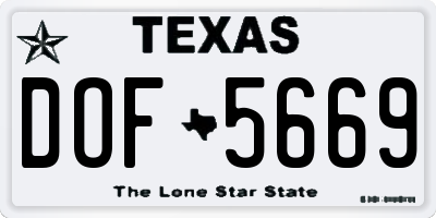 TX license plate DOF5669