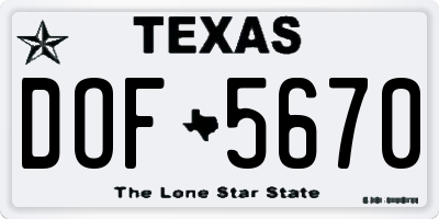 TX license plate DOF5670