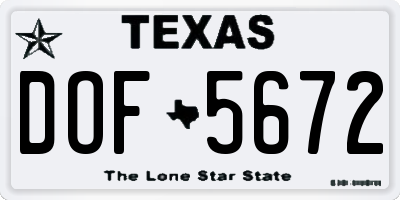 TX license plate DOF5672