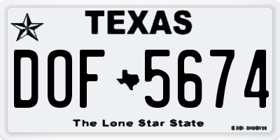 TX license plate DOF5674