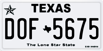 TX license plate DOF5675