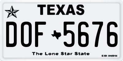 TX license plate DOF5676