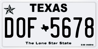 TX license plate DOF5678