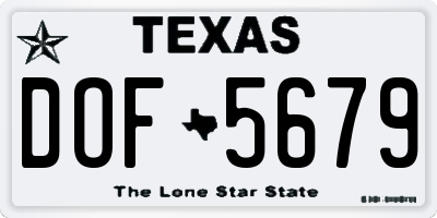 TX license plate DOF5679