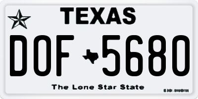 TX license plate DOF5680