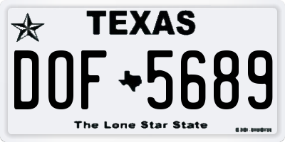 TX license plate DOF5689