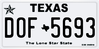 TX license plate DOF5693