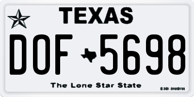 TX license plate DOF5698