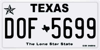 TX license plate DOF5699