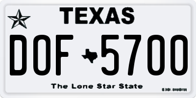 TX license plate DOF5700