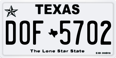TX license plate DOF5702