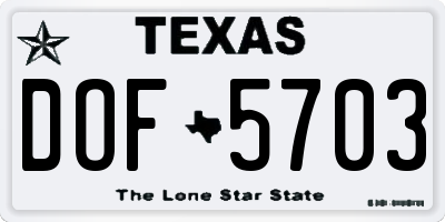 TX license plate DOF5703