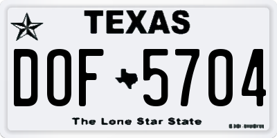 TX license plate DOF5704