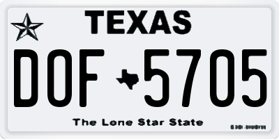TX license plate DOF5705