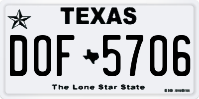 TX license plate DOF5706