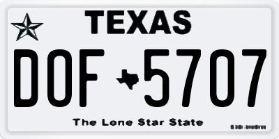 TX license plate DOF5707