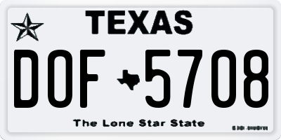 TX license plate DOF5708