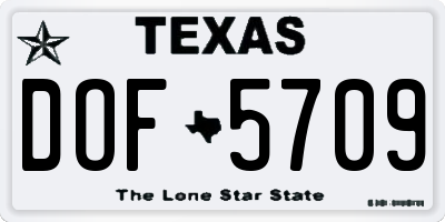 TX license plate DOF5709