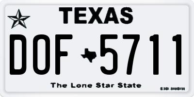 TX license plate DOF5711