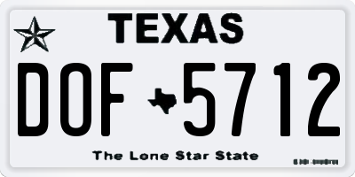 TX license plate DOF5712