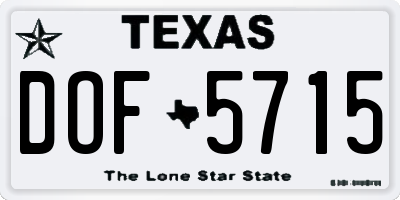 TX license plate DOF5715