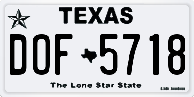 TX license plate DOF5718