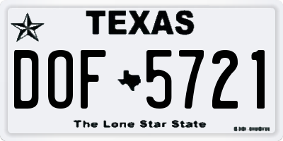 TX license plate DOF5721