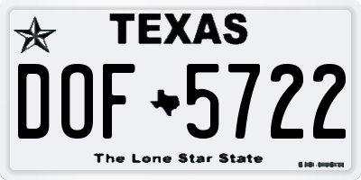 TX license plate DOF5722