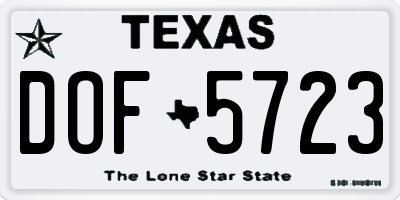 TX license plate DOF5723