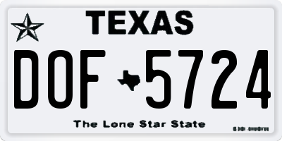 TX license plate DOF5724