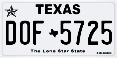 TX license plate DOF5725