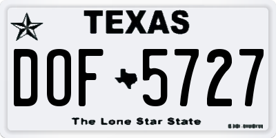 TX license plate DOF5727