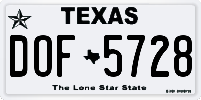 TX license plate DOF5728