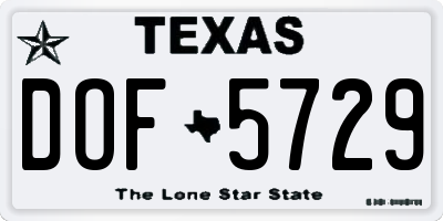 TX license plate DOF5729