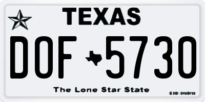 TX license plate DOF5730