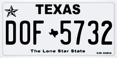 TX license plate DOF5732